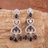 Natural Sapphire Colored Sapphire Stud Earrings Women'S S925 Sterling Silver Colored Sapphire Ear Jewelry Earrings