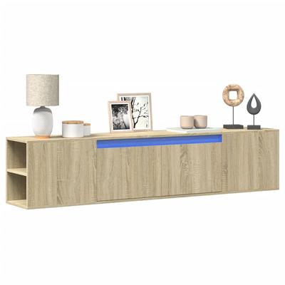 Vidaxl Ścienna Szafka Pod Tv, Z Led, Dąb Sonoma, 180X31X39,5 Cm
