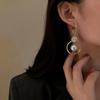 Fashion Korean Oversized White Drop Earrings for Women Bohemian Golden Round Zircon Wedding Earrings Jewelry Gift KTJ