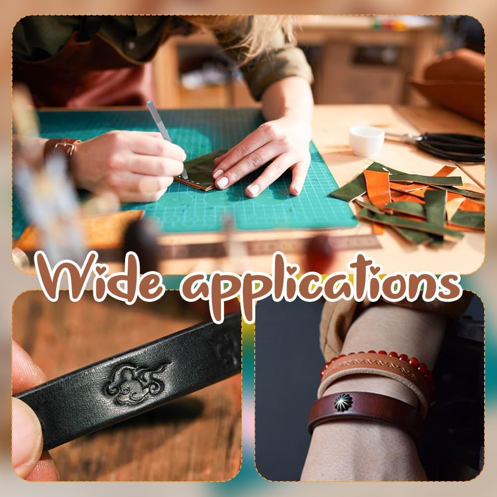 UNICRAFTALE 1 Set Leather Stamping Tools Leather Stamping Kit 20Pcs Mixed Shape Patterns Leather Stamp Set Metal Carving Leather Craft Stamp Tools