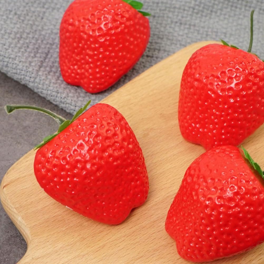 OUNONA Strawberry Food Realistic Fruit Fake Cute and 6 Pretend Interior Promotional Photography Props Samples, Large, Samples, Models, Fruit, Large,