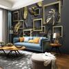 Modern Photo Wallpaper Geometry Golden Leaves Tropical Plants Murals Living Room Bedroom Luxury Home Decor