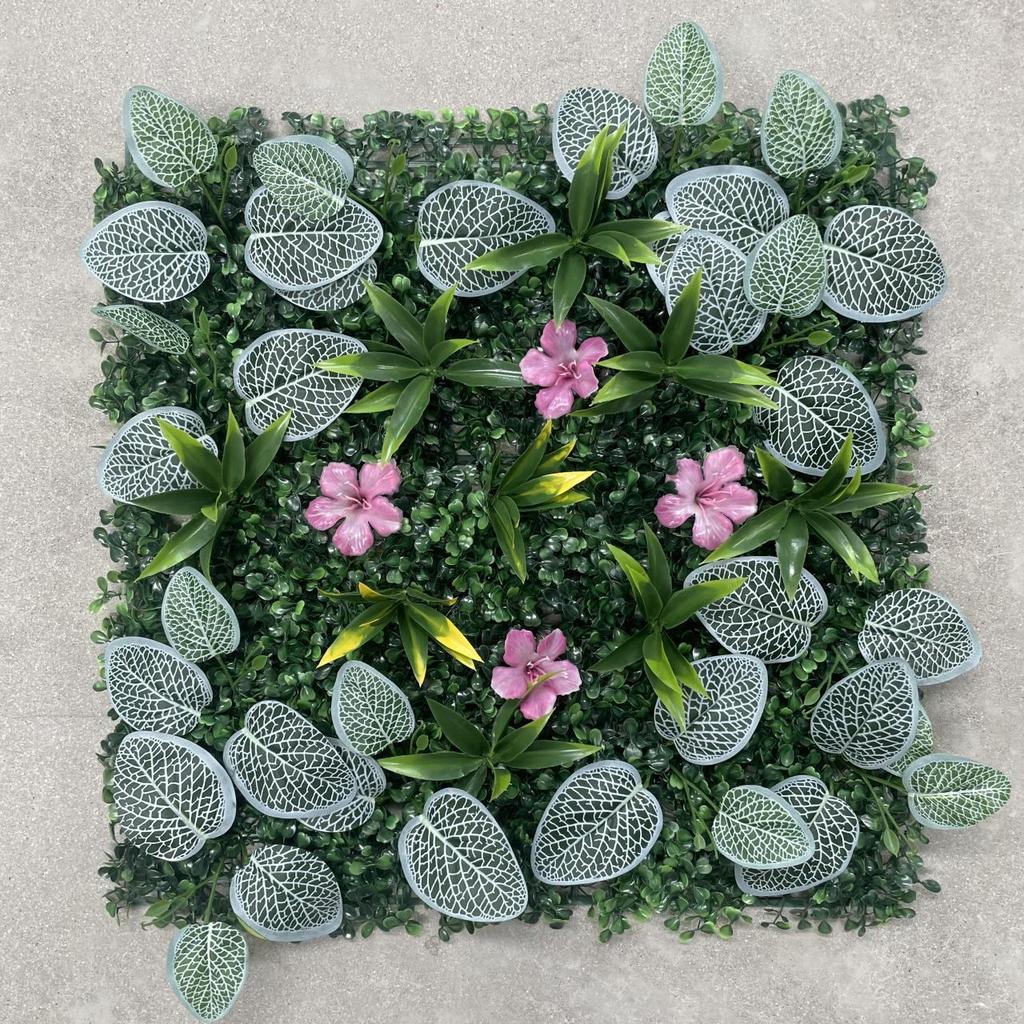 50×50cm Artificial Green Plant Wall - Plastic Vertical Garden, Fake Flower Wall, Synthetic Turf Background