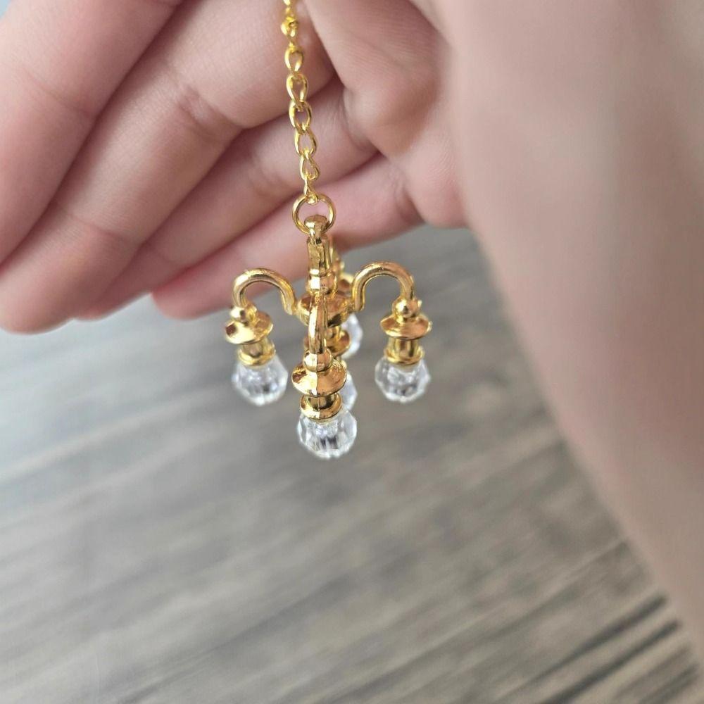 Playing Scene Mini Five-head Chandelier Gold/silver Ceiling Lamp Model  Doll House Accessories