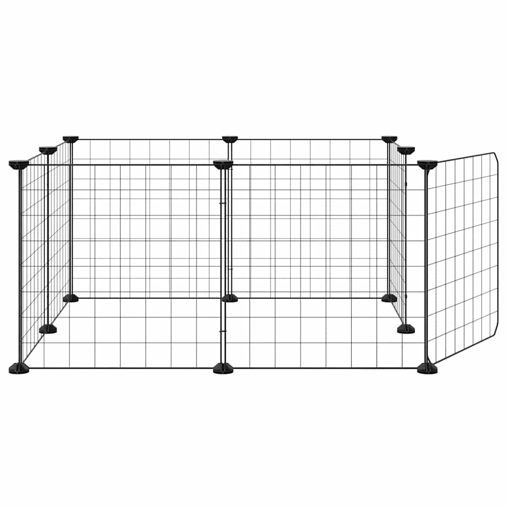 8 Panel Pet Cage with Door Black 35 X 35 Cm Steel