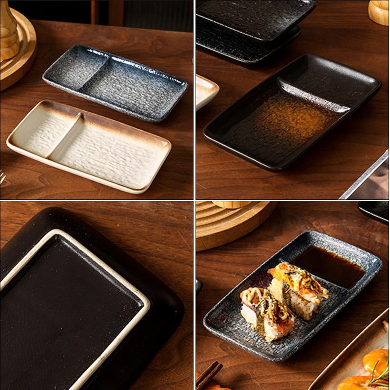 1PC Japanese Style Exquisite Plate Modern Sushi Tray Practical Ceramic Multi Compartment Plate