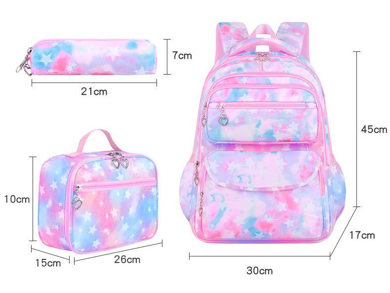 Korean Graffiti School Backpack Set: Waterproof, 3-Piece, Five-Pointed Star Design, Grades 1-6