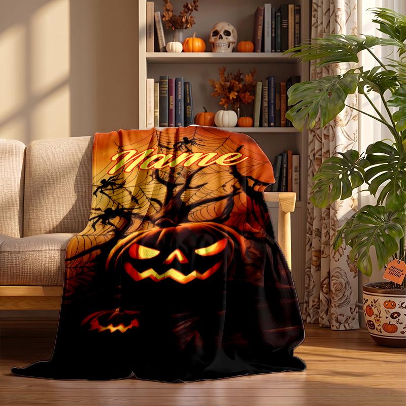 Halloween Custom Flannel Blankets Soft Warm Cozy Throws for Home Decor Holiday Gifts