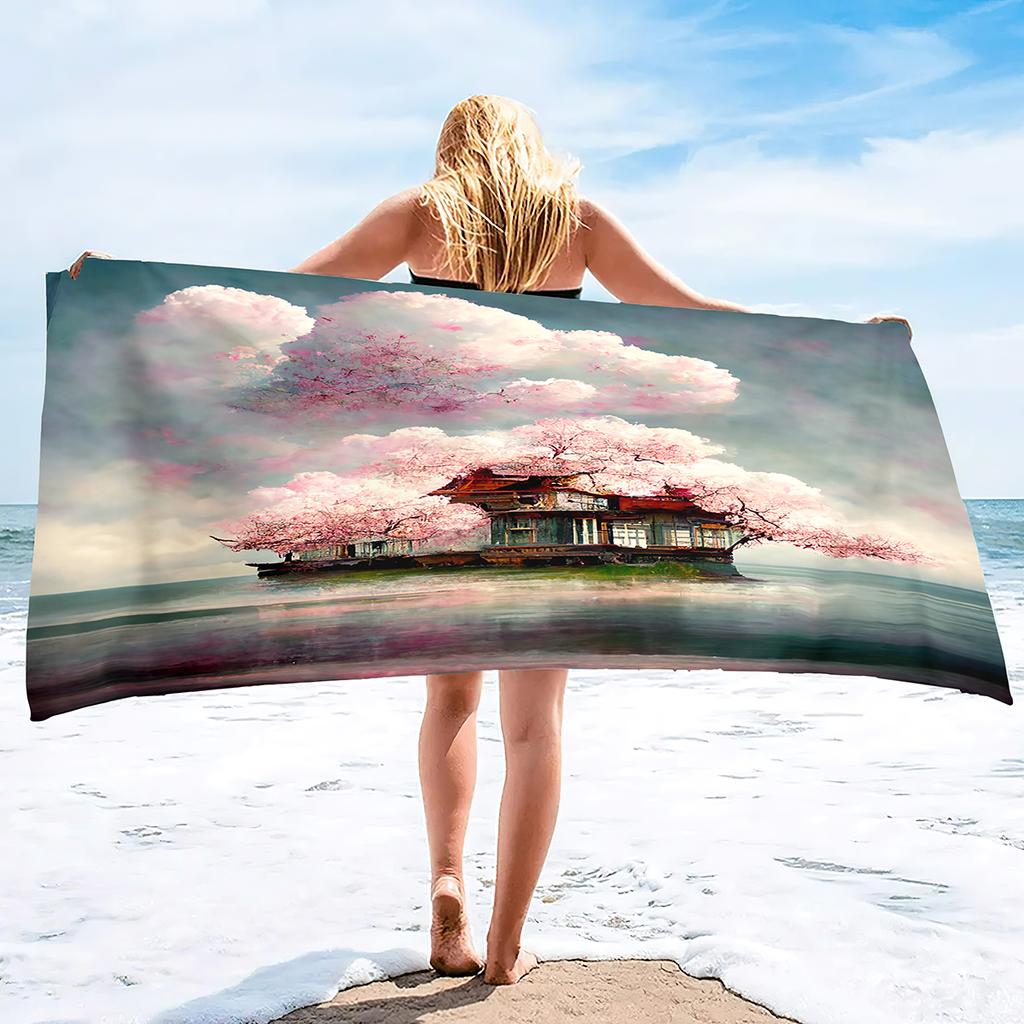Cherry Blossom Bath Towels Soft Comfort Beach Highly Absorbent Large Decorative Guest Hand For Swimming Pool