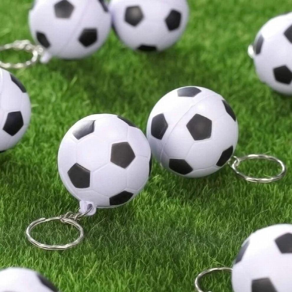 24 Pack Soccer Keychains, Mini Soccer Stress Ball Keychains, Sports Ball Keychains School Carnival Reward For Kids