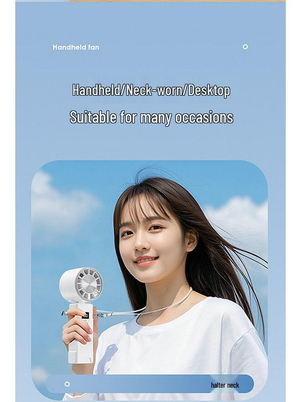 Portable High-Speed Handheld & Desktop USB Charging Fan with Digital Display and Long Battery Life