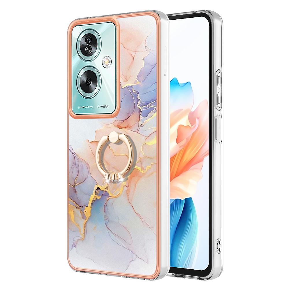 For Oppo A79 5G/A2 5G Case with Ring Kickstand IMD Marble Pattern TPU Back Cover