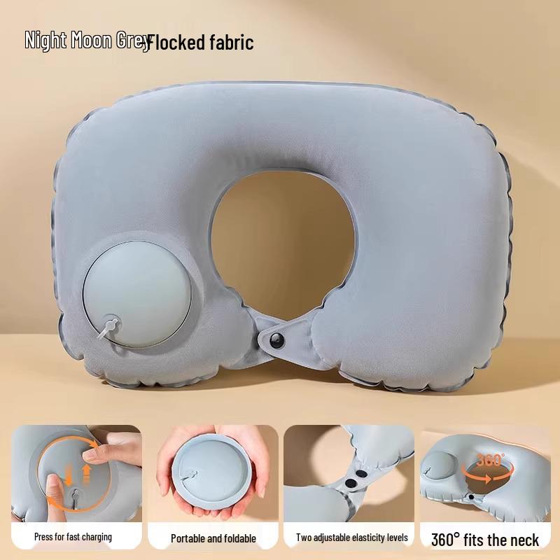 Portable U-Shaped Inflatable Travel Pillow for Neck and Cervical Spine Support