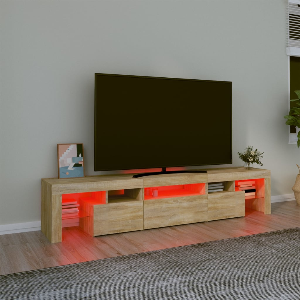 Vidaxl Szafka Pod Tv Z Oświetleniem Led, Dąb Sonoma 200X36,5X40 Cm