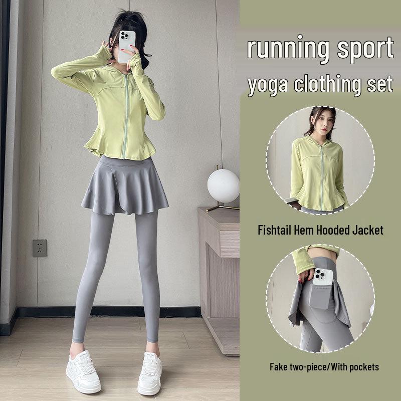 Dámská sportovní sada na badminton a jógu pro podzim/zimu 2024: Špičkové sako, sukně, kalhoty, fitness oblečení