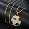 Metal Chain Football Necklace Rhinestone Soccer Necklace Creative Football Pendant Choker  Women