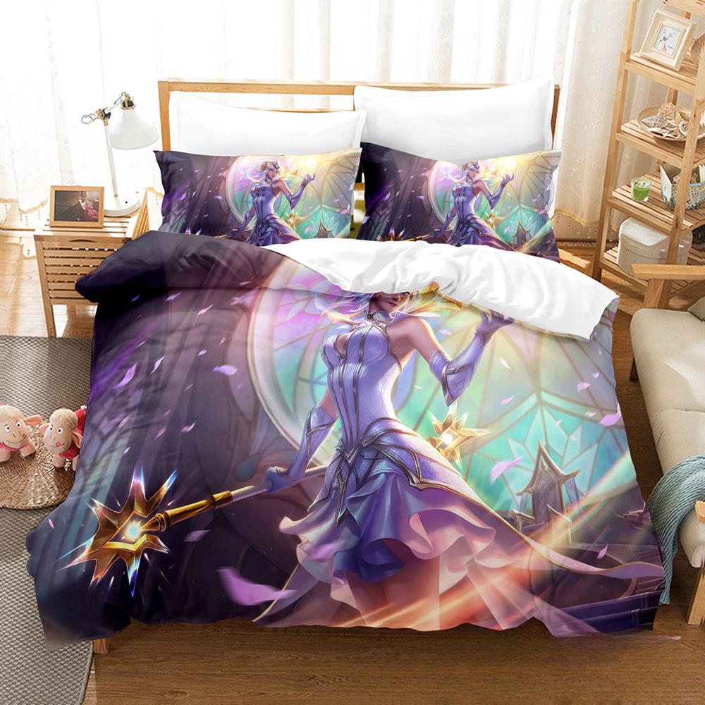 Comforter League Of Legends Lady Of Luminosity And Vn Design Quilt Set Three-Piece Lol Game Character Print Bedding King Size