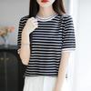 Women Knit T-shirt MODERN NEW SAGA Summer Knitted Shirt Short Sleeve Tees O-neck Patchwork Pullover Knit Tops