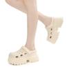 Fashion New Handmade Inlaid Pearl Thick Sole Middle Heel EVA Sandals  White Black Fashionable Women's Pearl Hollowed Out Beach Slippers