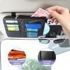 Augeny Car Sun Visor Organizer, Leather Multi-Pocket Auto Visor Storage Pocket Pouch Holder with Zipper, Vehicle Interior Accessories for Car Truck