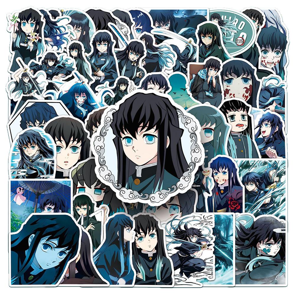 50pcs Demon Slayer Tokitou Muichirou Anime Stickers Cool Cartoon Decals Giraffiti Toys DIY Skateboard Phone Fridge Kid Toy