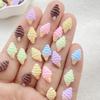 50Pcs Cute Resin Mini Colorful ice cream Flat Back Ornament Jewelry Making Manicure Hairwear Accessorie