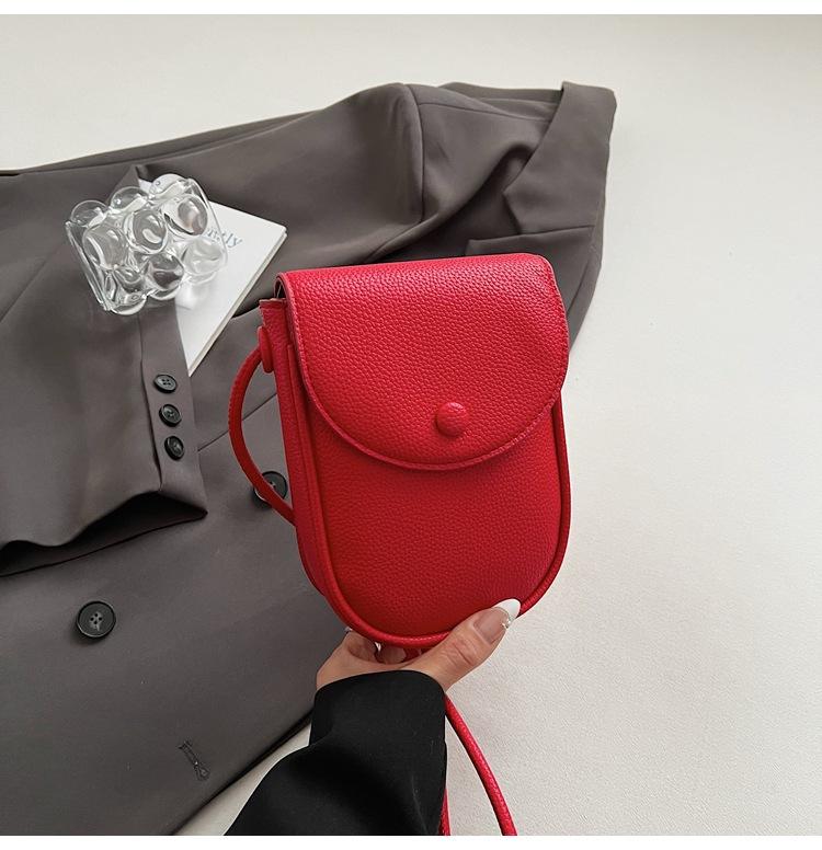 Korean Version of Solid Color Mini Messenger Bag Simple and Fashionable Shoulder Saddle Small Bag Summer Light and Versatile Mobile Phone Bag Women