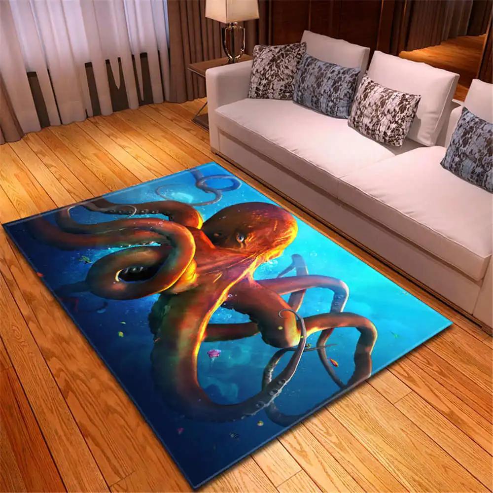 Octopus Monster 3D Carpet Living Room Home Decor Children's Play Rug Bedroom Kitchen Floor Mat Non-Slip Bathroom Hallway Rug