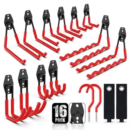 

Laofeei Garage Hooks, Large Tool Hooks, Garage Storage, Set of 16, Wall-Mounted, Stronger with Three Welding Points, Increased Weight Capacity by 5kg