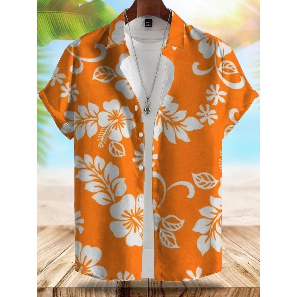 Seaside Hawaiian Style Men's Shirt Summer Vacation Casual Men's Short-sleeved Shirt Outdoor Beach Loose Comfortable Men's Shirt