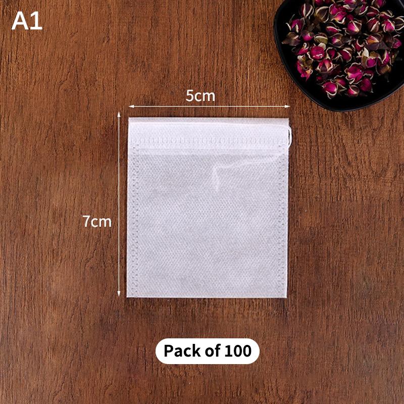 

100Pcs Disposable Tea Bag Pouch Empty Non-Woven Fabric Drawstring Bag For Tea Infuser Spice Loose Coffee Seal Filter Mesh Bag A1