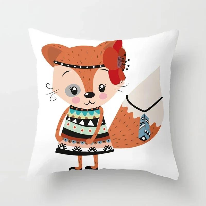 Cartoon Fuchs Tierdruck Kissen Kissenbezug Dekokissenbezug