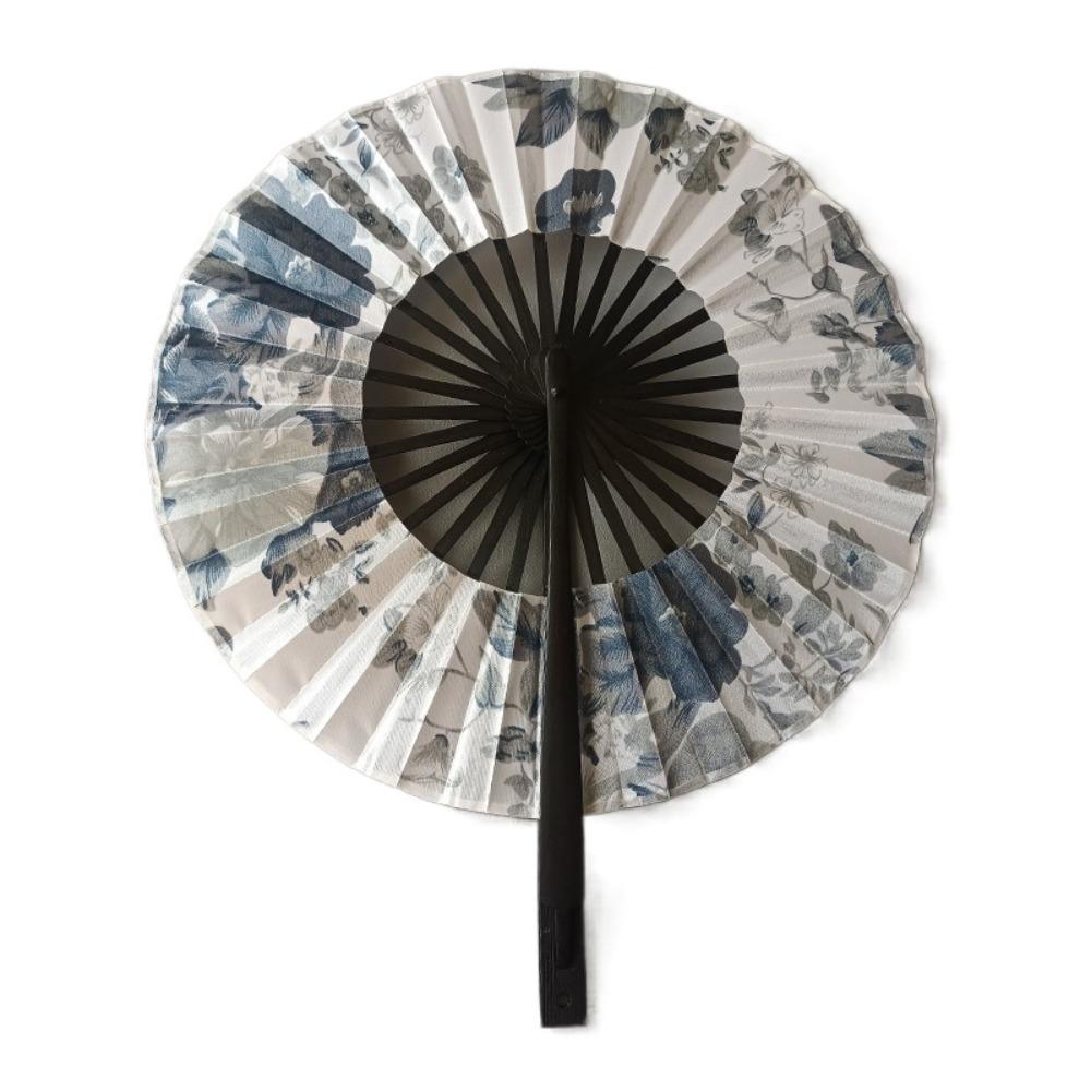 

Цветочные узоры Круглый складной веер Бамбуковое ремесло Ручной веер Веер для древнего танца Подарок для девочки Style 20