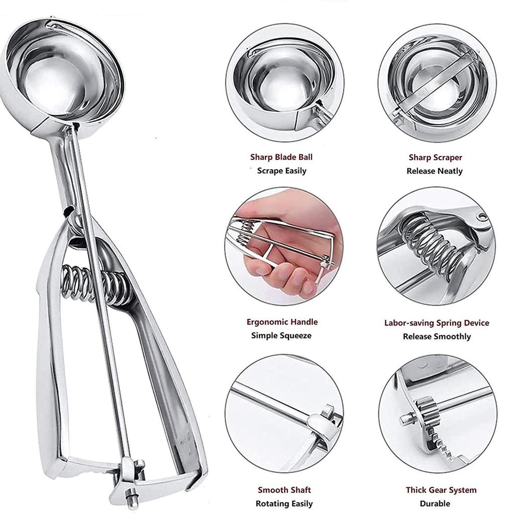 Ball Digger,Cookie Scoop,Ice  Scoop With Trigger-Release 3pcs,Spring Handle