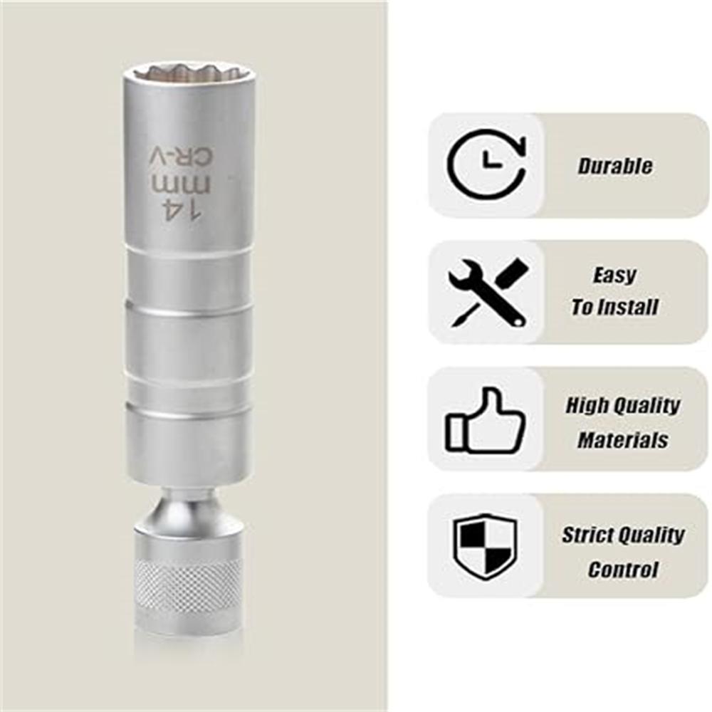 Sada nástrčných klíčů na zapalovací svíčky do auta Prodloužený univerzální kloub Magnetický klíč Nástroj pro demontáž 3/8" pohon CR-V 12-hran 14mm