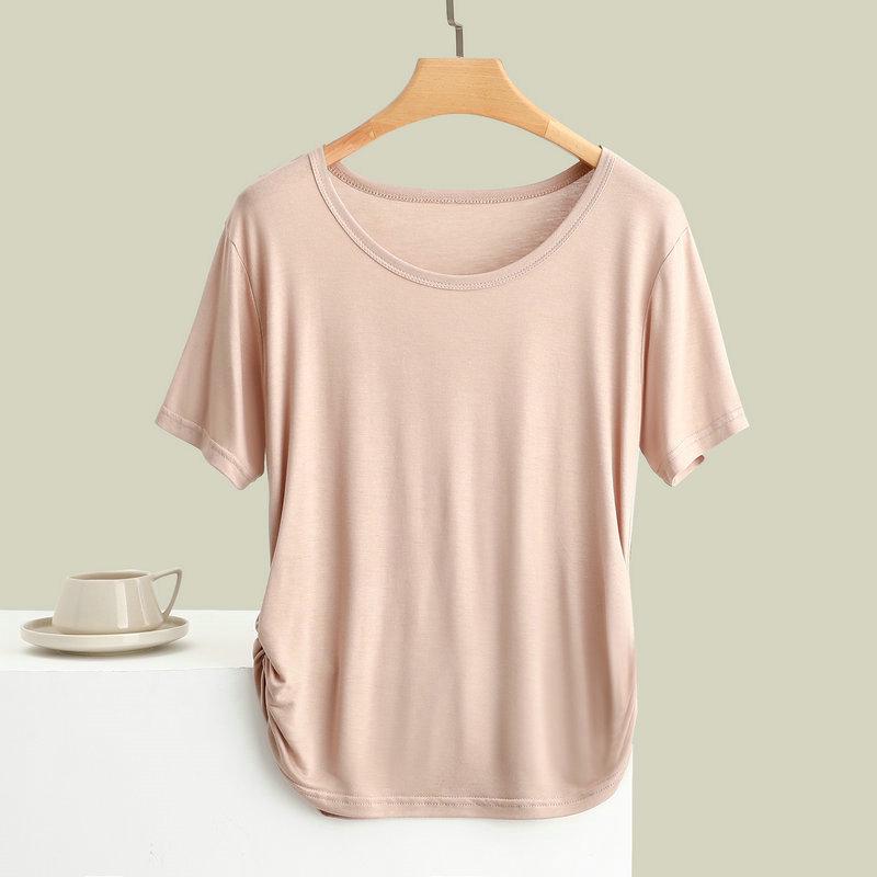 Damen Slim-Fit Modal Kurzarm T-Shirt - Vielseitiges, Bequemes, Rundhals Freizeit-Oberteil für Yoga und Tanz