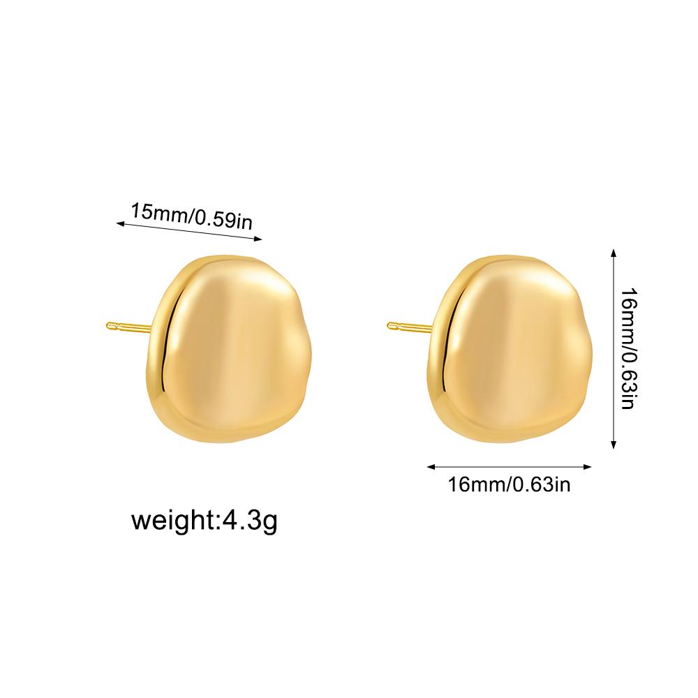 Creative Gold Plated Stainless Steel Round Geometric Earrings for Women Statement Geometric Studs Fashion Jewelry Waterproof
