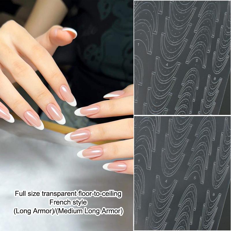 Fully Transparent Hollow French Nail Stickers Spray Painting Stencil French Edges Templates Patting Glue Adhesive Auxiliary Tool