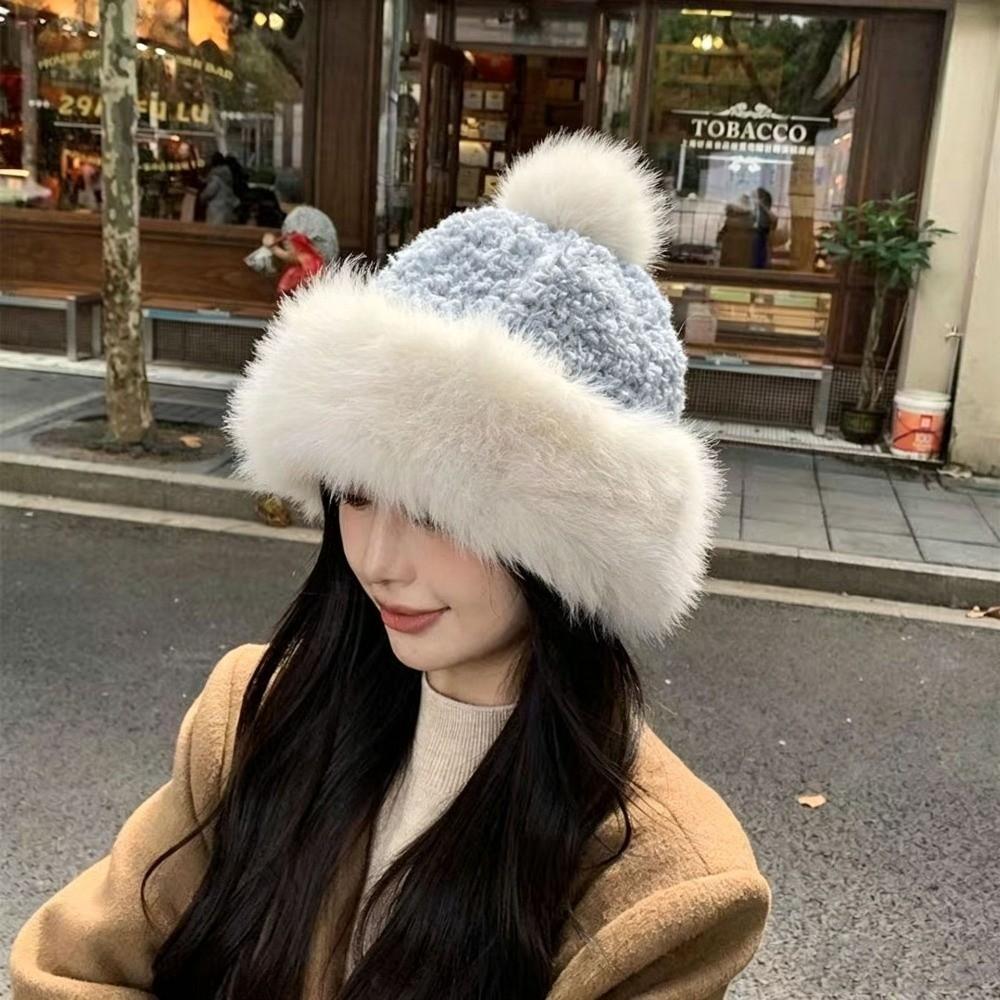 Thick Plush Plush Winter Hat Ear Covering Faux Fur Hats Gifts Basin Hats  Women