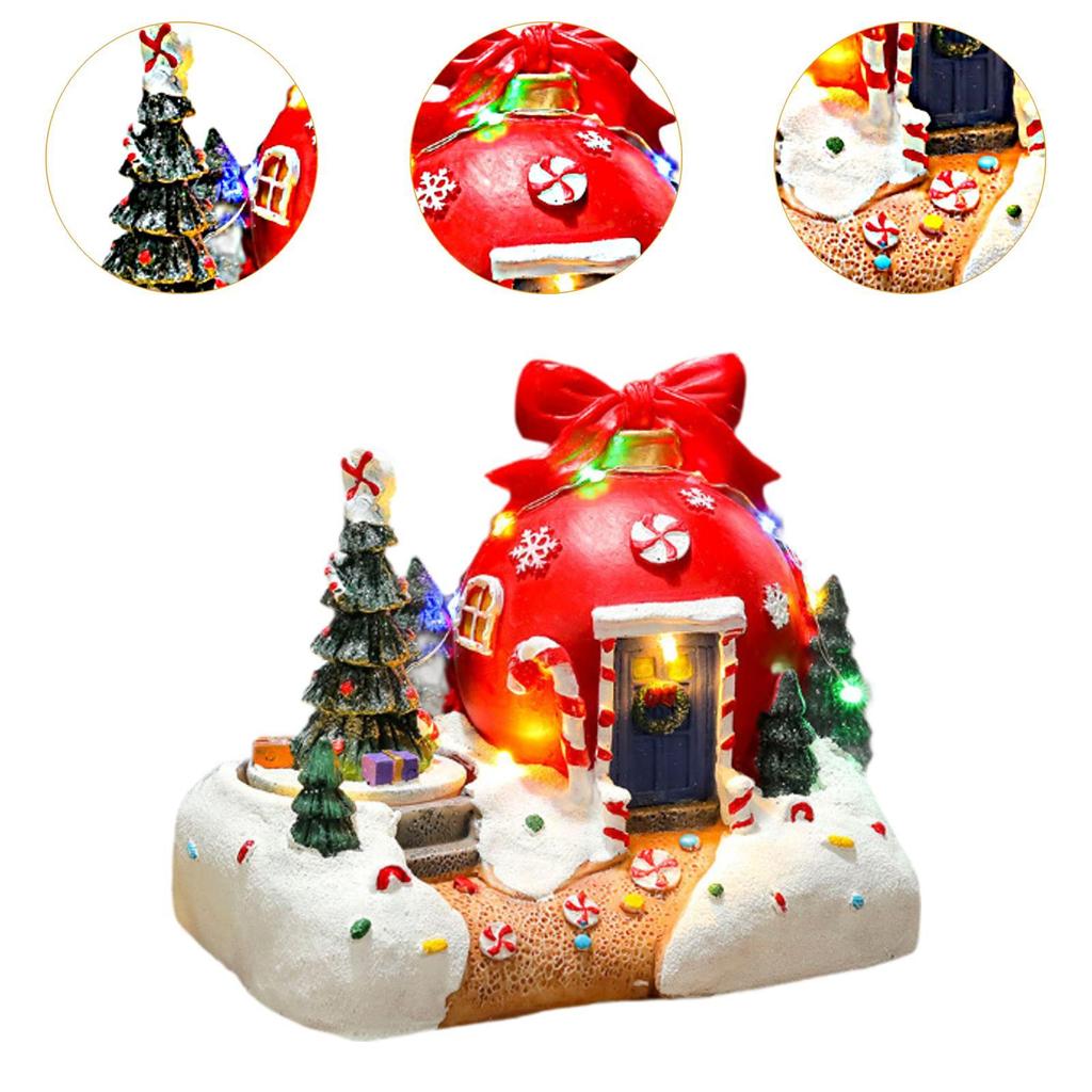 Christmas Scene Illuminated Figurine Miniature Tabletop Decoration for Home or Garden Decor Good Craftsmanship Multifunctional