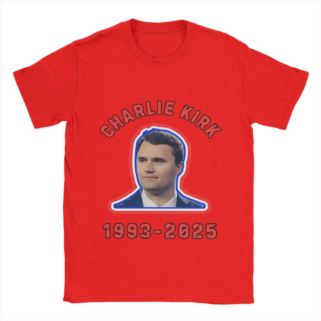 Men's Charlie Kirk T Shirt  100% Cotton Tops Funny Short Sleeve O Neck Tees Printed T-Shirt