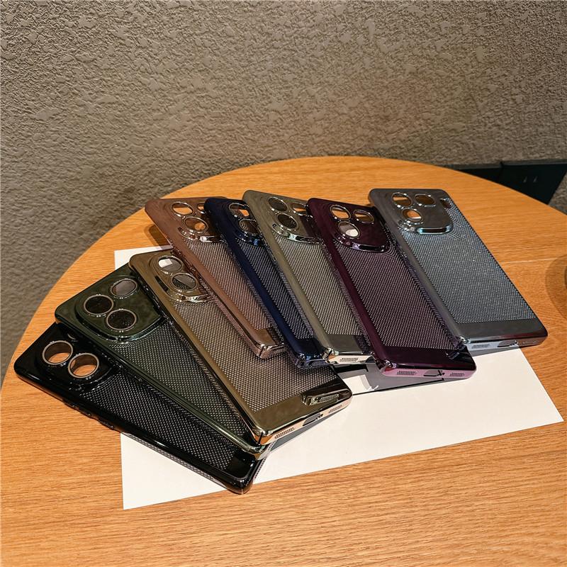 Full Cover Plating Grid Heat Dissipation PC Case With Lens Film For Vivo iQOO 12 Pro Back Shell Protector