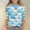 Kinder Tierdruck Rundhals Dreiviertelarm Lässiges T-Shirt Leichter Weicher Stoff Bequeme Passform Geeignet für den Alltag