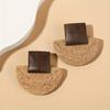 Boho-Chic Handcrafted Rattan Fan-Shaped Wooden Earrings for Women