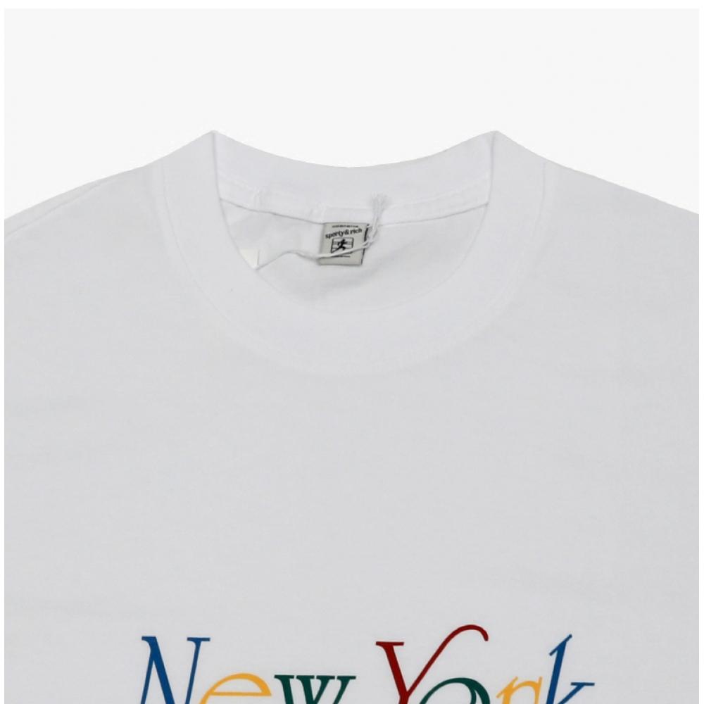 SporTy Rich Unisex T shirT whiTe Ruby Alpine Paris Blue Ny 94