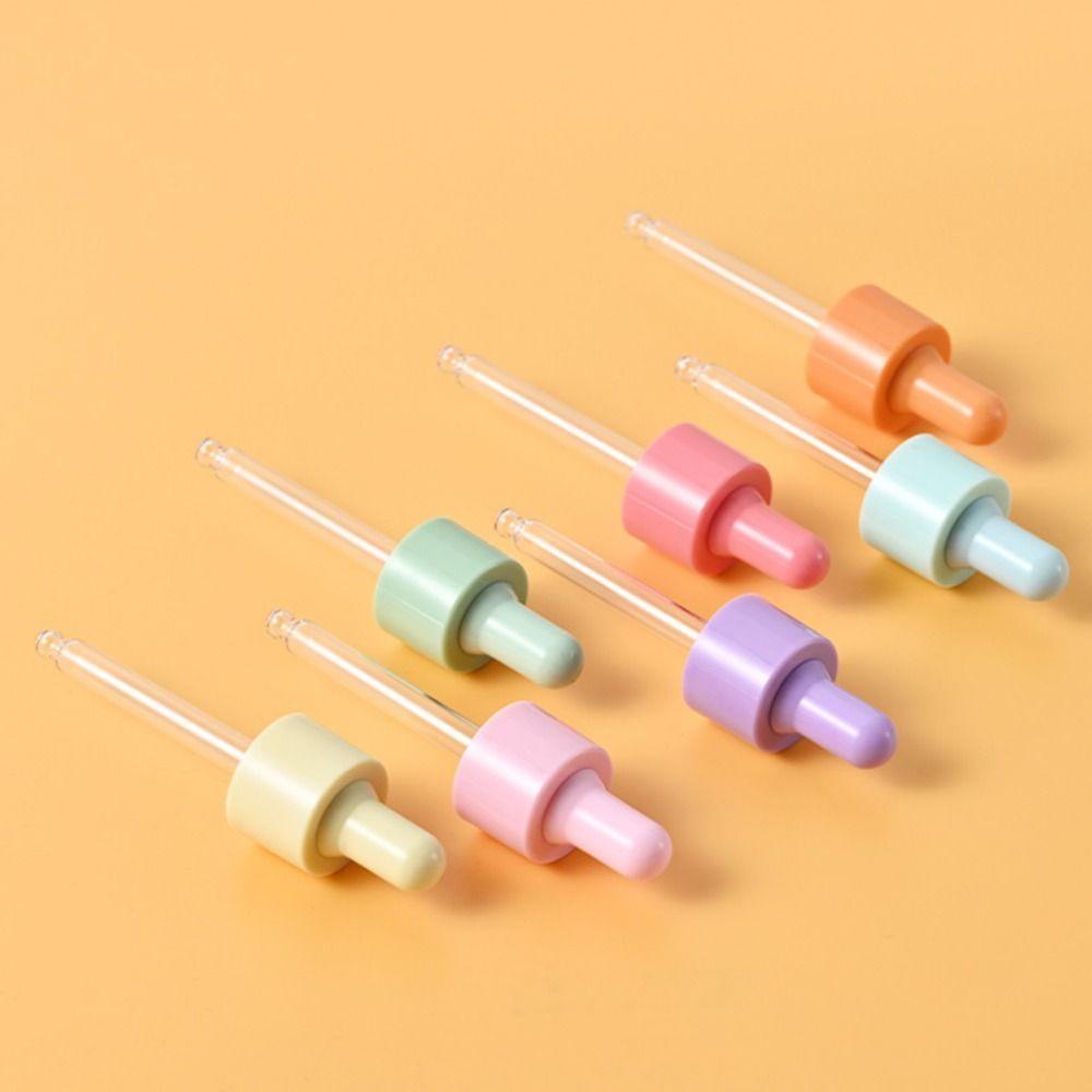 7 Pcs Refillable Mini Dropper Bottle Set Macaron Color Empty Glass Essential Oil Vials Screw Mouth Lid Reusable