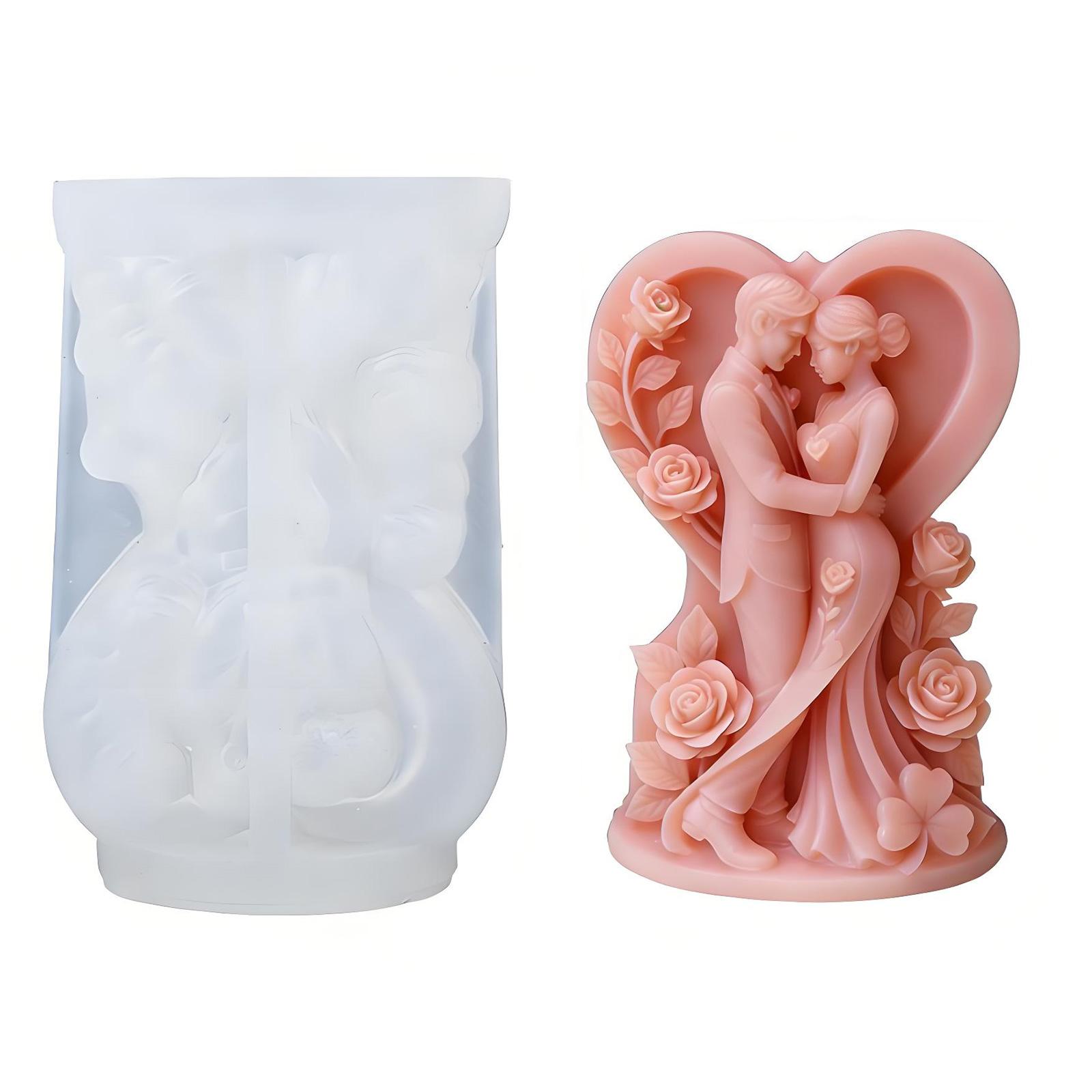 Sturdy Silicone Candle Mould With Romance Couple Sculpture For Home Decoration Projects 1