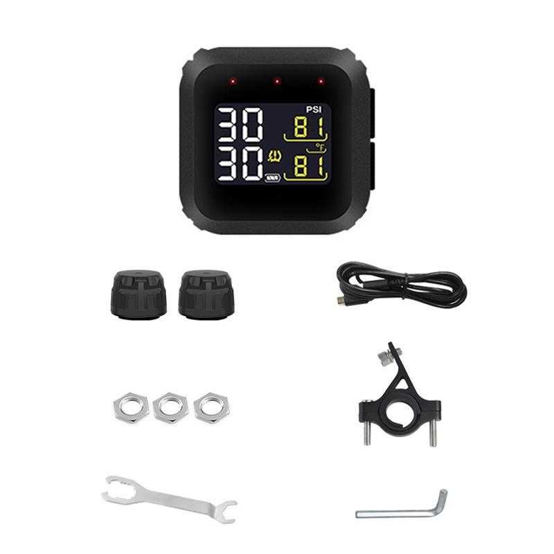 

External Waterproof LCD Display Wireless M3X Tire Pressure Monitoring System Motorcycle Real Time TPMS Sensors чорний