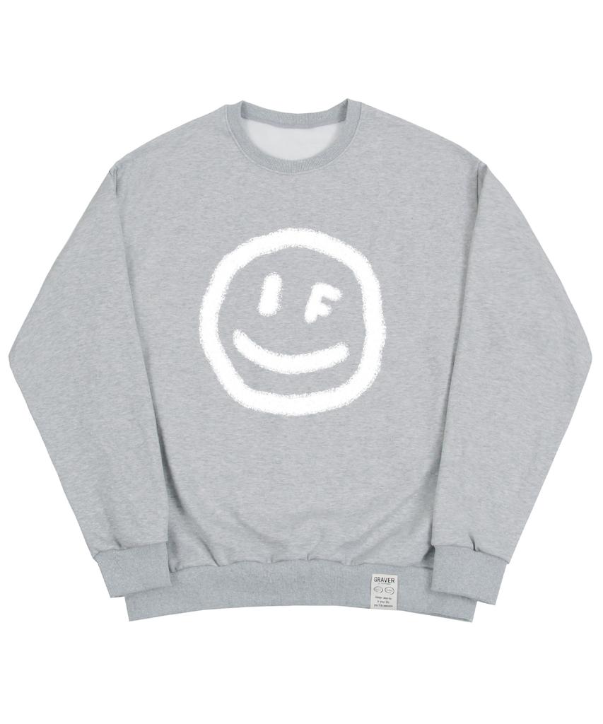 GRAVER [Unisex] Big Dot Smile Spray Sweatshirt_Gray