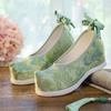 Woman New Chinese Style Retro Hanfu Shoes Increased Internal Shallow Ankle Strap Cocked Shoes Toe Horse-Faced Skirt Shoes